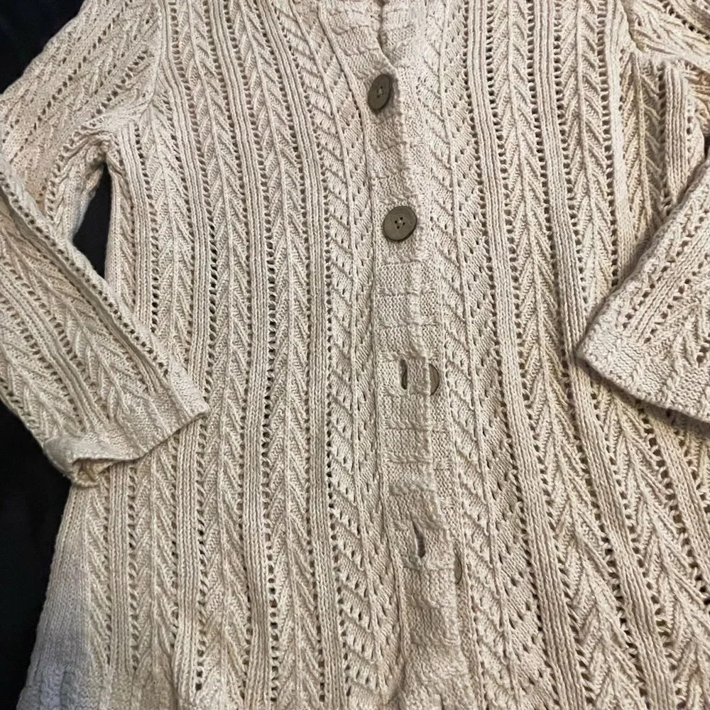 Eddie Bauer beige‎ cardigan sweater 55% linen, size small - Picture 7 of 15